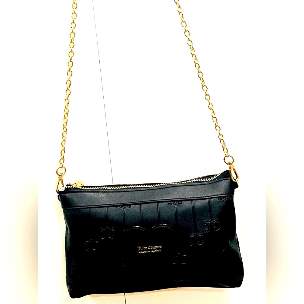 Juicy Couture Black Faux Leather Crossbody Bag with Gold Chain - Picture 4 of 11